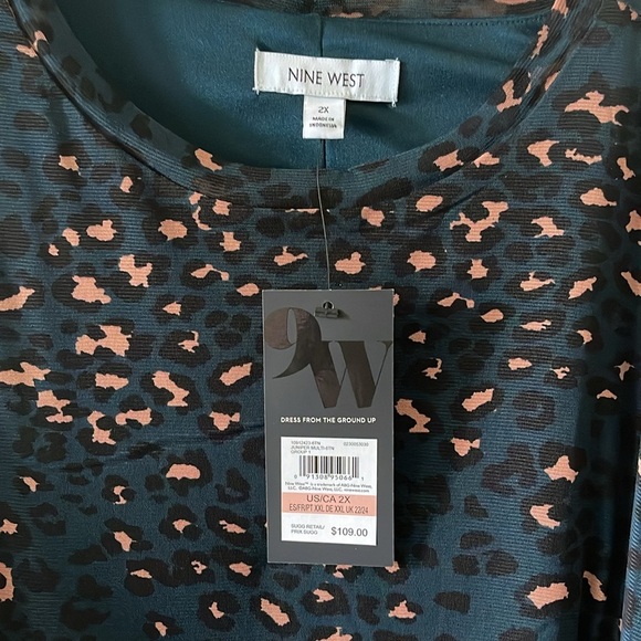 NWT Nine West Women’s Plus Size Aninal Print dress 2X - Picture 2 of 5
